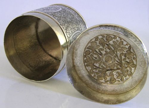 HEAVY 156G SOLID SILVER OTTOMAN TURKISH TEA CADDY BOX C1900 ANTIQUE - ADDITIONAL PHOTO 8