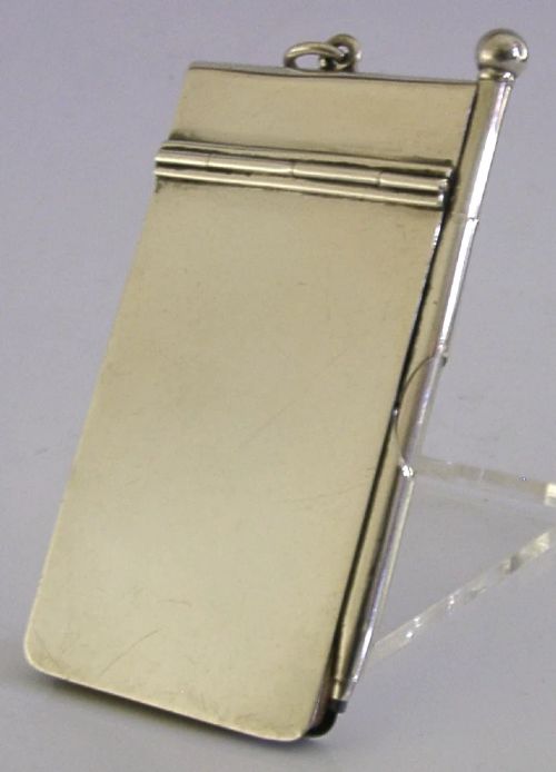 Heavy 64g Sterling Silver Note Pad & Pencil 1907 Edwardian Antique Desk Item