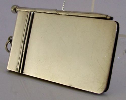 HEAVY 64g STERLING SILVER NOTE PAD & PENCIL 1907 EDWARDIAN ANTIQUE DESK ITEM View II