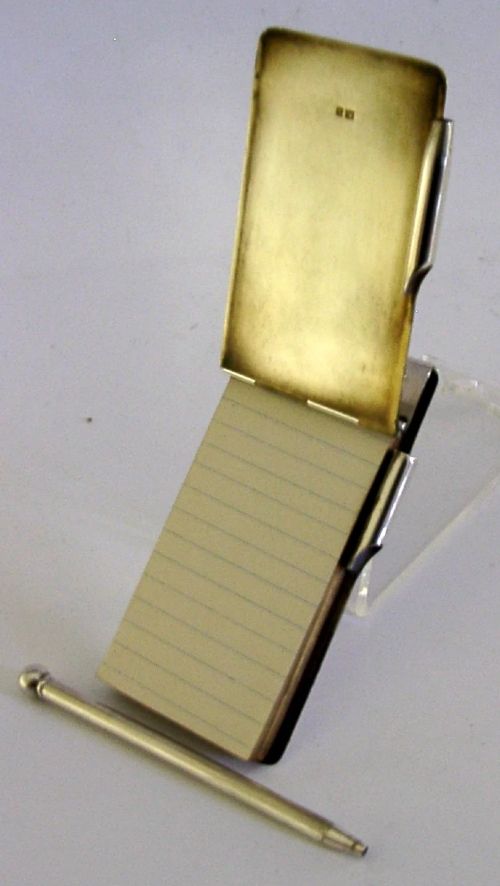 HEAVY 64g STERLING SILVER NOTE PAD & PENCIL 1907 EDWARDIAN ANTIQUE DESK ITEM View IX