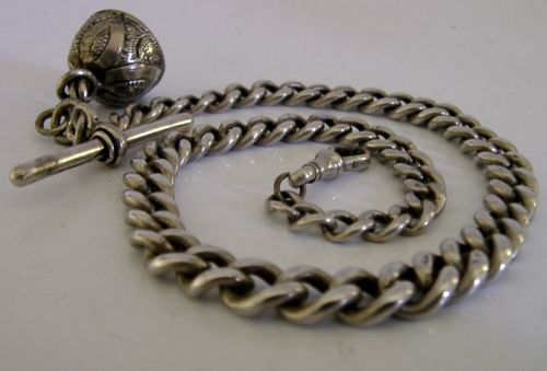 ENGLISH 52G SOLID STERLING SILVER WATCH CHAIN SEAL FOB 1913 ANTIQUE - ADDITIONAL PHOTO 1