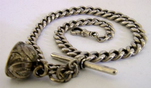 ENGLISH 52G SOLID STERLING SILVER WATCH CHAIN SEAL FOB 1913 ANTIQUE - ADDITIONAL PHOTO 5