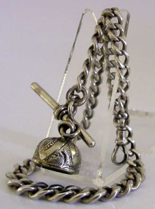ENGLISH 52G SOLID STERLING SILVER WATCH CHAIN SEAL FOB 1913 ANTIQUE - ADDITIONAL PHOTO 6