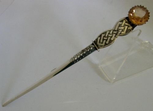 Glasgow Arts & Crafts Scottish Sterling Silver Citrine Letter Opener 1948