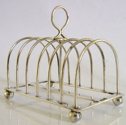 English Sterling Silver Six Slice Toast Rack 1929 Art Deco 114g