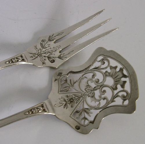 PRETTY FRENCH STERLING SILVER HORS D'OEUVRE SERVERS c1900 ANTIQUE PARIS View IV
