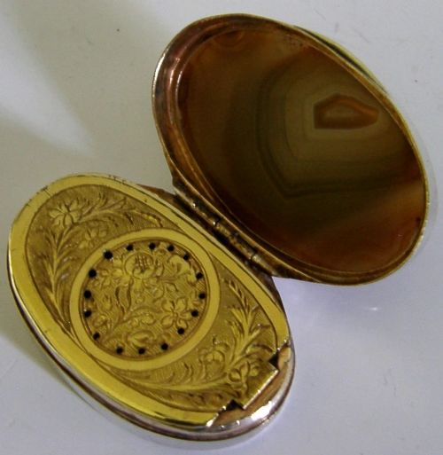 Rare Georgian Sterling Silver Agate Vinaigrette Box 1801 Antique