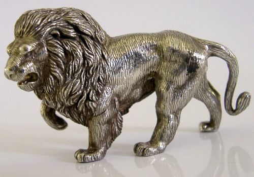 Stunning 158g Portuguese 833 Solid Silver Lion Animal C1950