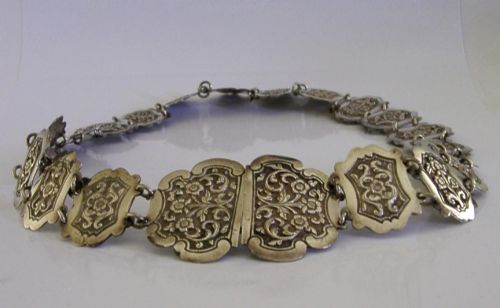 Stunning Indian Solid Silver Belt & Buckle C1890 Antique 180g Kutch