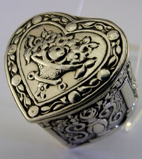 Very Pretty Solid Silver Love Heart Box C1900 Antique