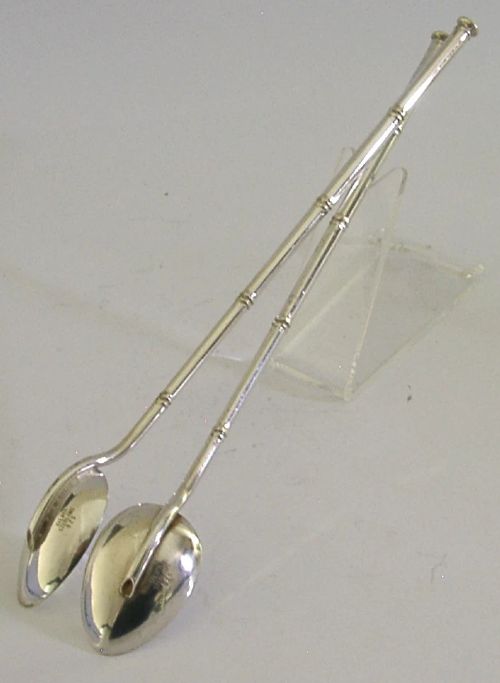 Two Sterling Silver Cocktail Straws Making Mixer Barware C1960