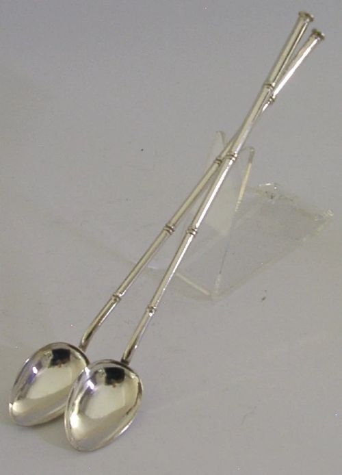 TWO STERLING SILVER COCKTAIL STRAWS MAKING MIXER BARWARE c1960 View III