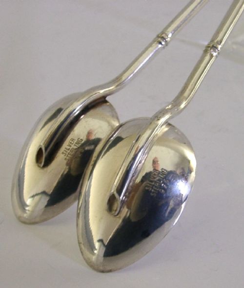 TWO STERLING SILVER COCKTAIL STRAWS MAKING MIXER BARWARE c1960 View VIII