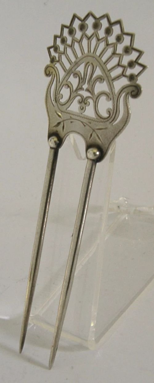 Rare American Sterling Silver Hair Slide Comb C1900 H H Curtis Antique Wedding