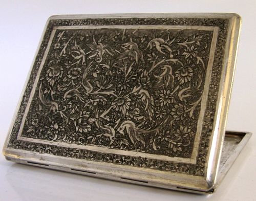 Rare Turkish Eastern Solid Silver Cigarette Case C1920 Antique 148g