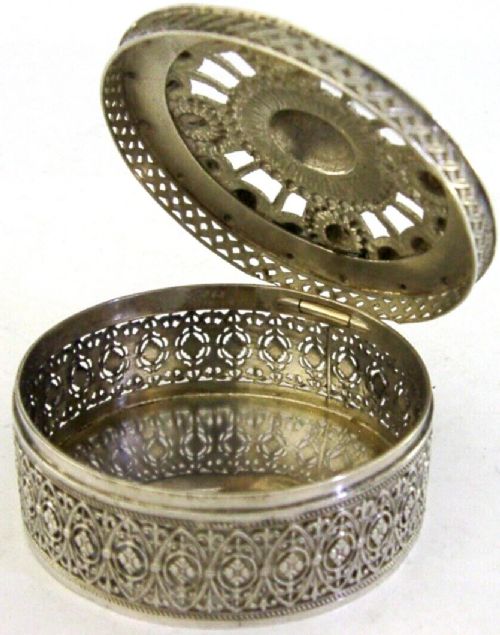 BEAUTIFUL SOLID SILVER PIERCED POTPOURRI LAVENDER DESK BOX c1910 ANTIQUE View II