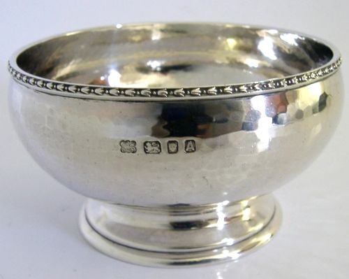 Rare Arts & Crafts 116g Sterling Silver Stunning Planished Hammered Bowl 1936