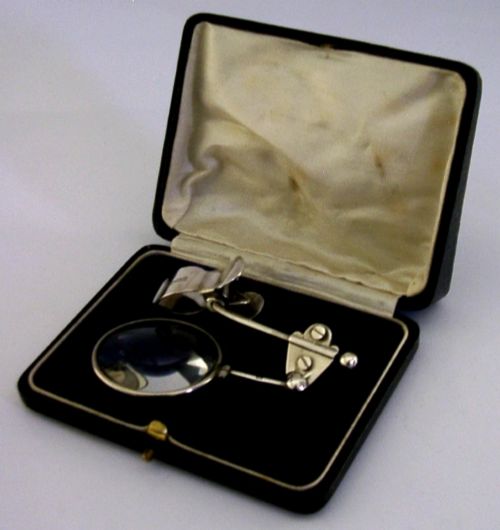 Sterling Silver Fosters Fly Fishing Thumb Magnifier 1927 Rare Antique