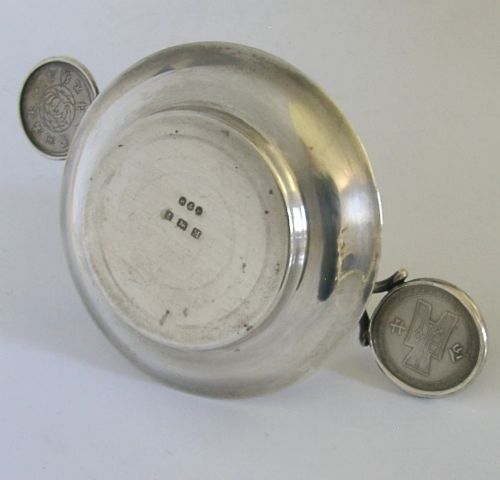 RARE ENGLISH STERLING SILVER CHINESE COINS CIGAR LIGHTER 1936 ANTIQUE 80g View VII