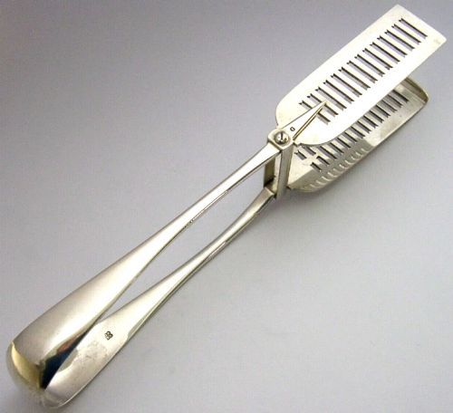 160g Walker Family Crested Sterling Silver Serving Tongs 1885 Antique