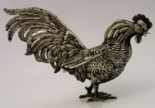 Good Size 178g 833 Solid Silver Cockerel Chicken Bird C1960 Animal
