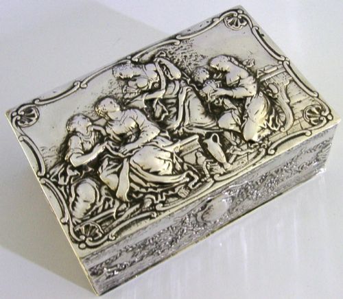Large Heavy 238g German Hanau Solid Silver Cigarette Table Jewellery Box C1900
