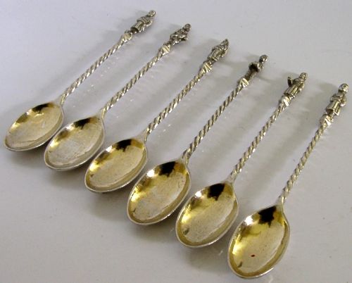 Heavy 80g Ottoman Turkish Solid Silver Figural Spoons C1900 Antique