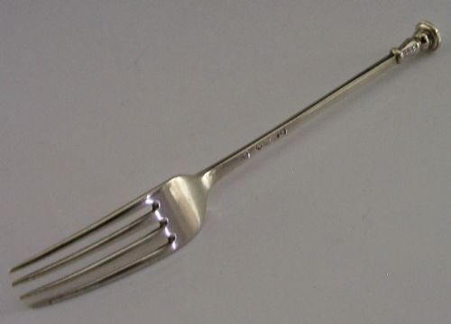 Unusual Antique Sterling Silver Seal Top Family Crested Fork 1860 36g