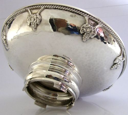 RARE A E JONES 230g STERLING SILVER GRAPE BOWL TAZZA ENGLISH 1961 ARTS & CRAFTS