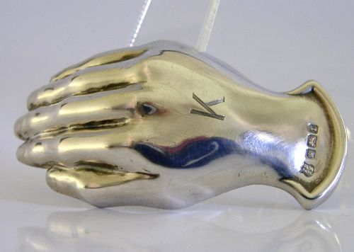 Rare English Sterling Silver Novelty Hand Tea Caddy Spoon 1911 Antique