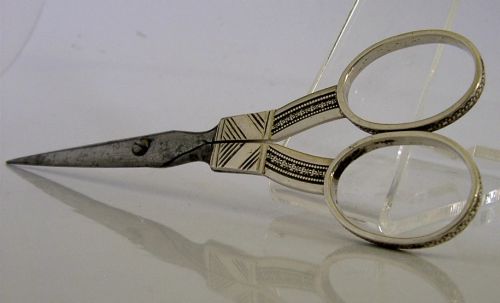 Early Dutch Solid Silver Needlework Sewing Scissors 1836-1864 Antiques