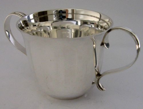 Heavy 166g English Sterling Silver Two Handled Bowl Porringer 1928 Antique