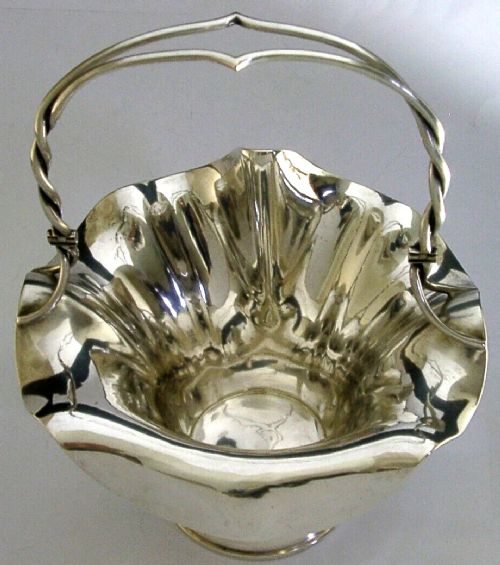 Heavy 294g Solid Silver Art Nouveau Basket Bowl C1900 Antique