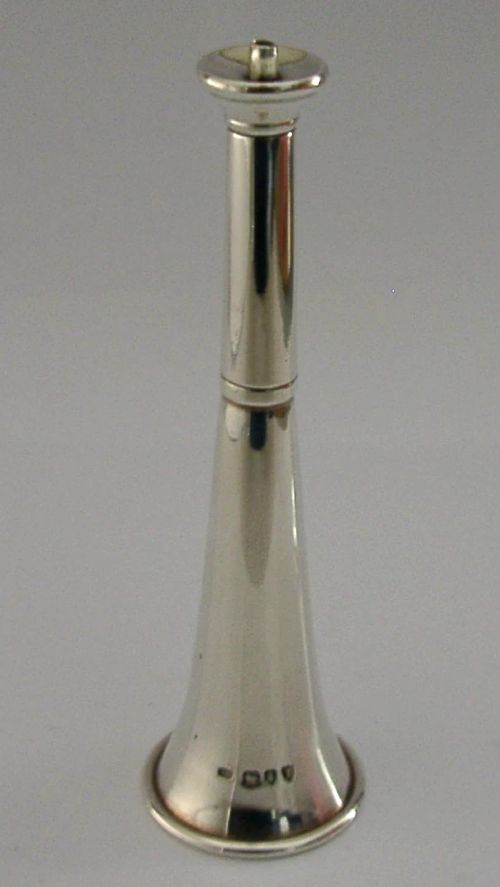Braham Sterling Silver Table Cigar Table Lighter Fox Hunting Horn 1894 Antique