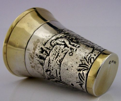 800 Solid Silver Beaker Antique Golfing Cup German C1900 Barware