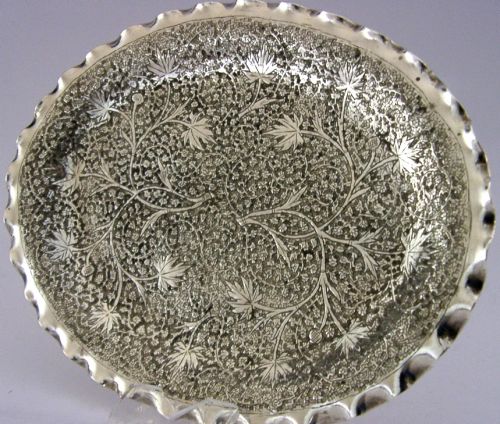 Superb Heavy 130g Anglo Indian Solid Silver Dish Tray C1920 Antique