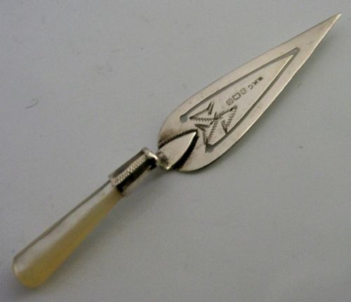 Isle of Man Antique 1913 Sterling Silver Mother of Pearl Bookmark Page Marker