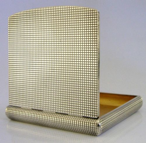 Stylish 114g English Solid Sterling Silver Case Box 1957 Art Deco
