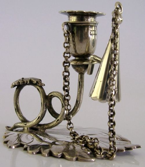 Early Victorian Sterling Silver Go to Bed Chamberstick Scottish 1840 Antique