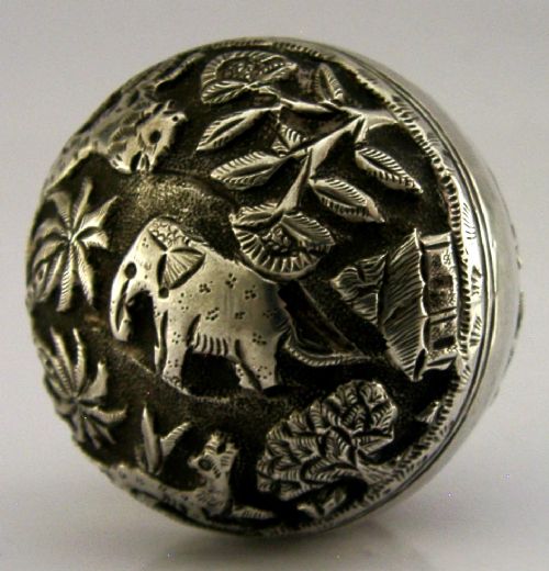 Indian Solid Silver Box C1910 Antique