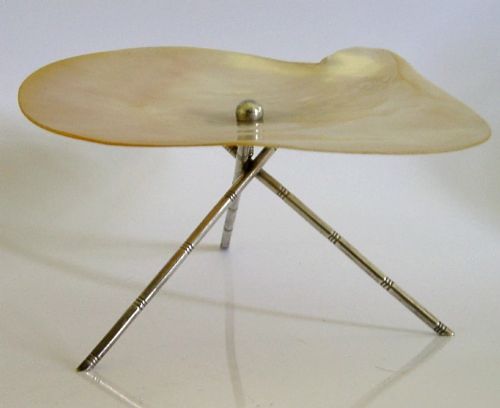 Chinese Export Sterling Silver Mother of Pearl Caviar Dish C1910 Antique