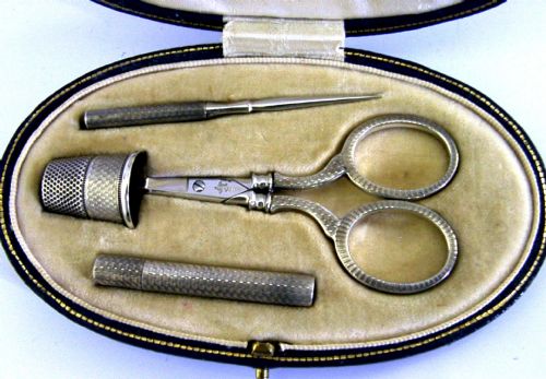Asprey Cased Sterling Silver Sewing Kit Etui C1910 Needlework Antique