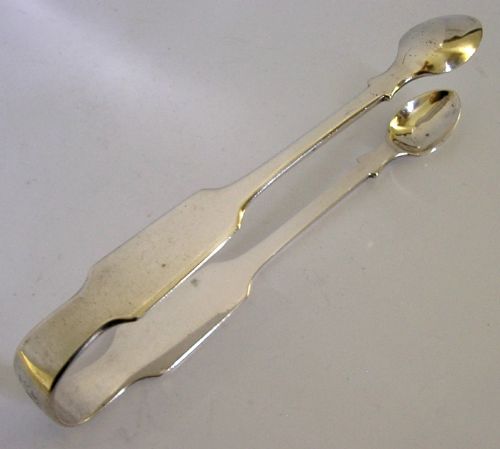 Heavy 64g Irish Sterling Silver Sugar Tongs 1853 Antique Dublin