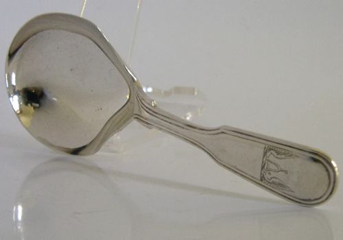 Victorian Sterling Silver Johnson Family Crested Caddy Spoon 1849 Antique