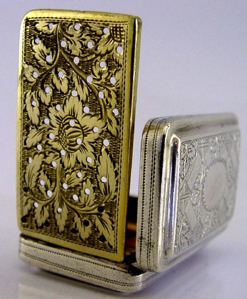 Superb English Sterling Silver Vinaigrette Box 1811 Antique Georgian