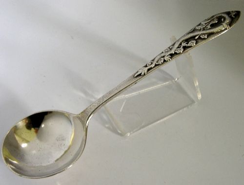 Large 72g Chinese Export Silver Dragon Ladle C1900 Antique
