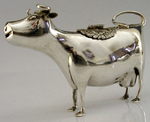 Rare Solid Sterling Silver Novelty Cow Creamer Cream Jug C1900 Antque 140g