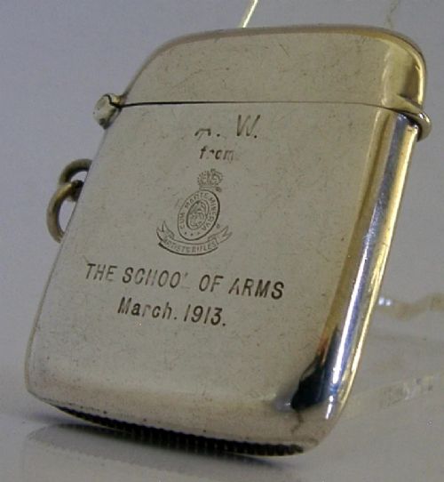 Rare Sas Sterling Silver Vesta Match Case 1912 Artist Rifles Military Antique