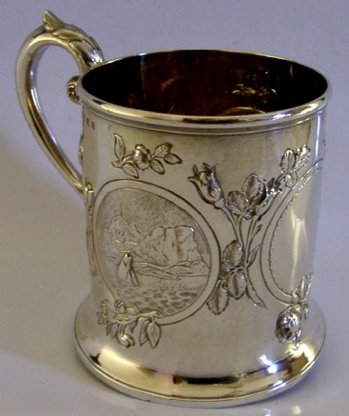 Stunning Scottish Antique Solid Sterling Silver Tankard Mug 1885 Victorian 132g