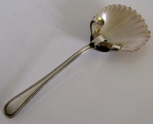 Antique Sterling Silver Shell Bowl Caddy Spoon 1921 English